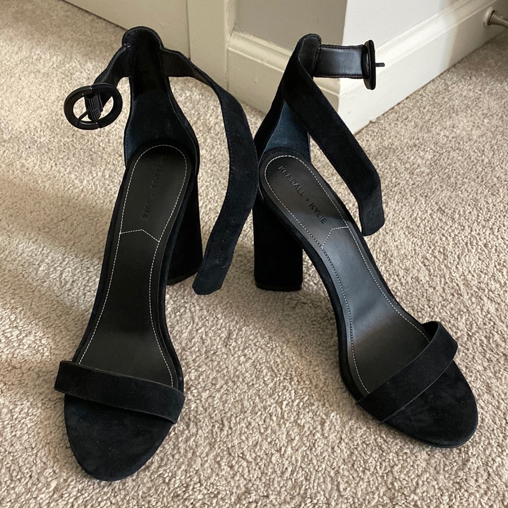 Black Suede ankles thick heel
